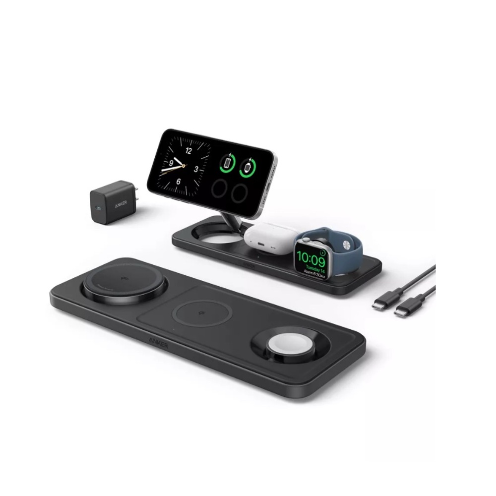 Anker Qi 2.0 15W Wireless Charging Station (3-in-1 Pad) with 40W charger